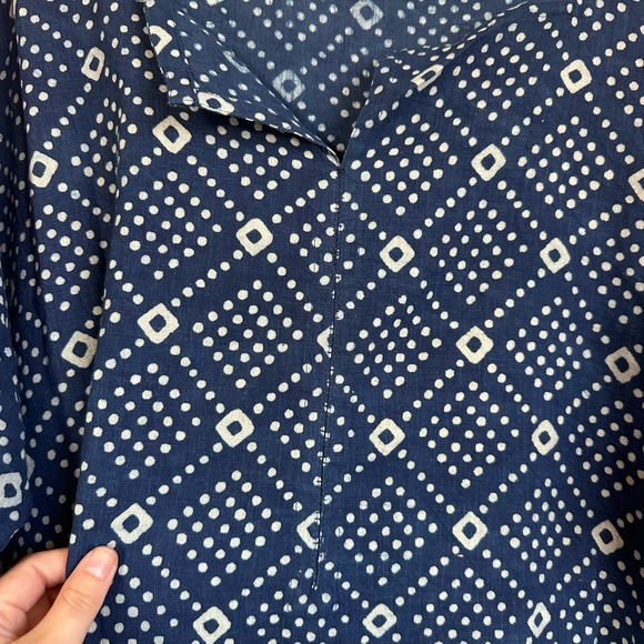 NWOT World Market Indigo Printed Cotton Caftan Dress - Picture 6 of 9